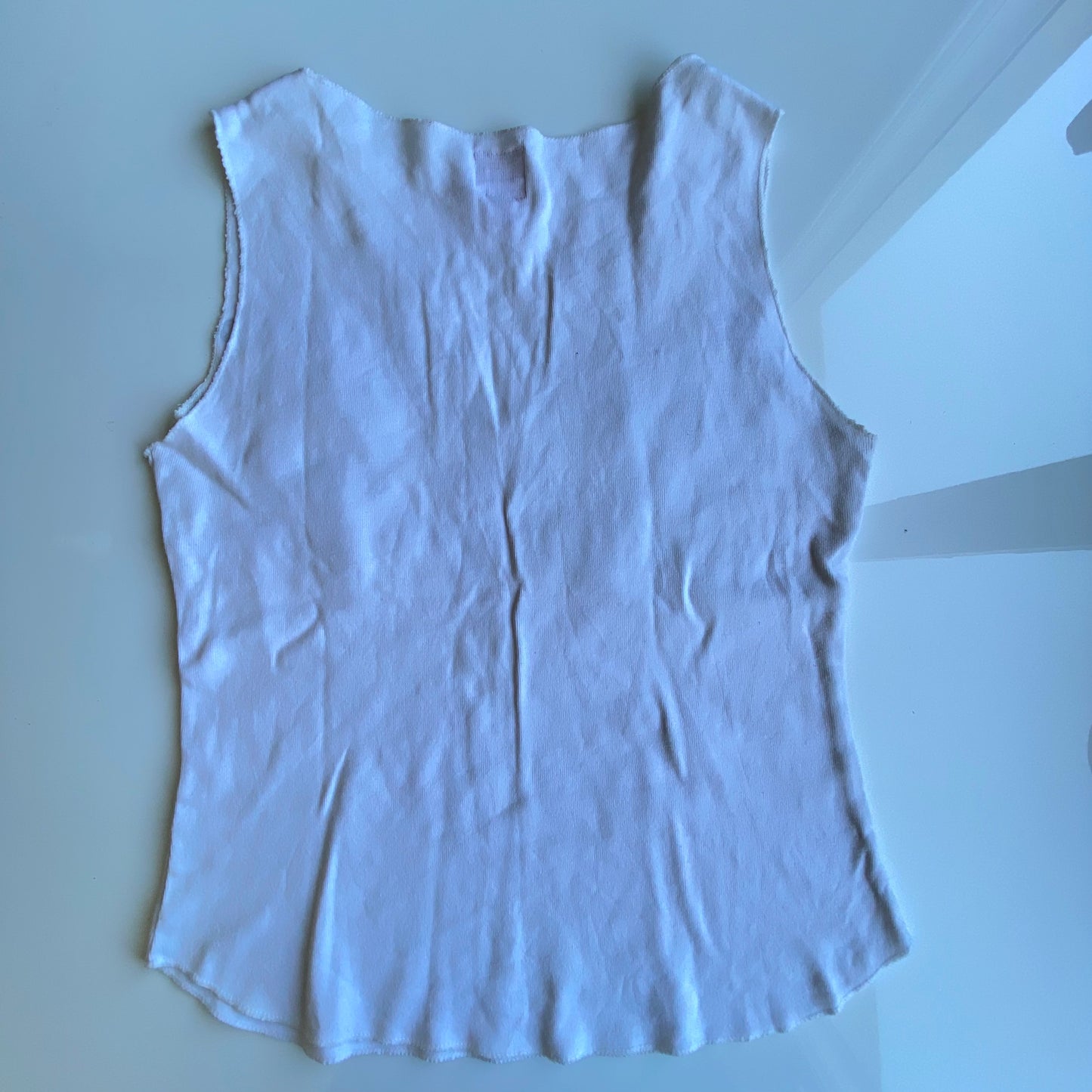 Vintage 90’s Skater White Tank Top with Silver Text Graphic (M)