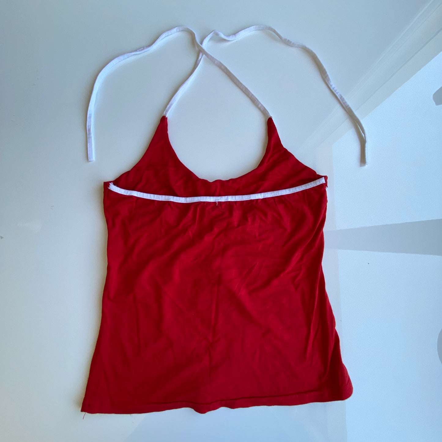 Vintage 90’s Sporty Red and White Halter Neck Top (XS)