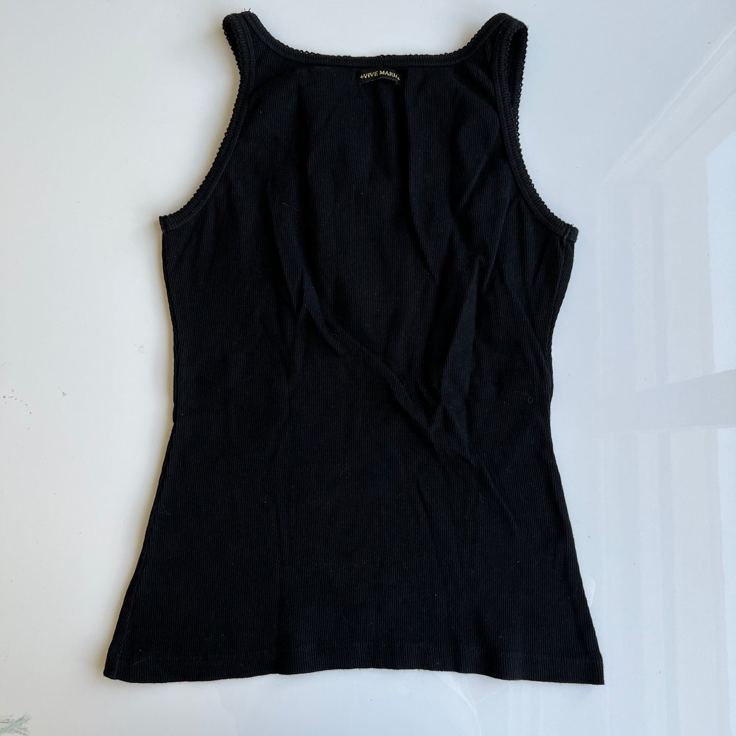 Vintage 90's Archive Vive Maria Black Logo Ribbed Cami Top (L)