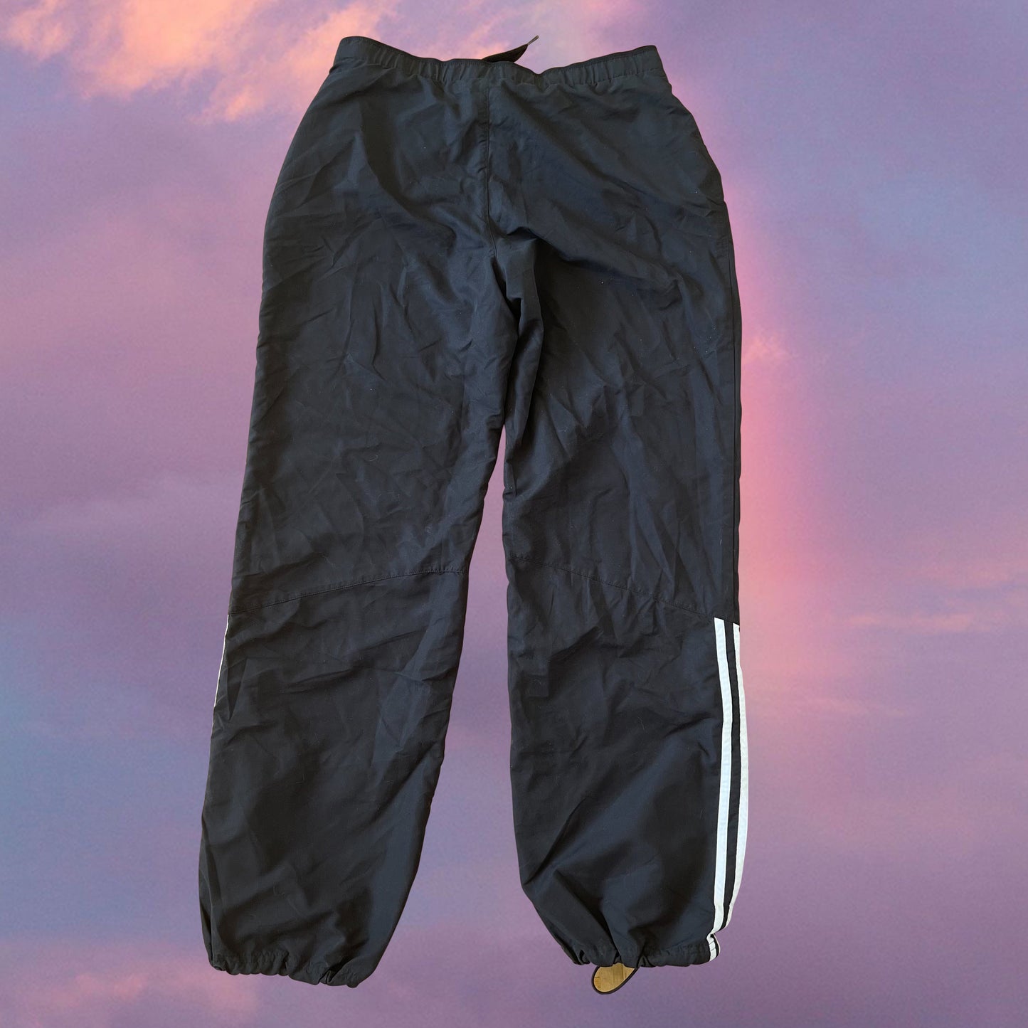 Vintage 90's Adidas Sporty Black Baggy Track Pants with Toggle Detail (XS)