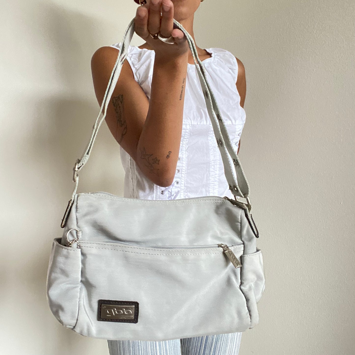 Vintage 90's Skater Rave Grey Shoulder/Cross Body Convertible Bag