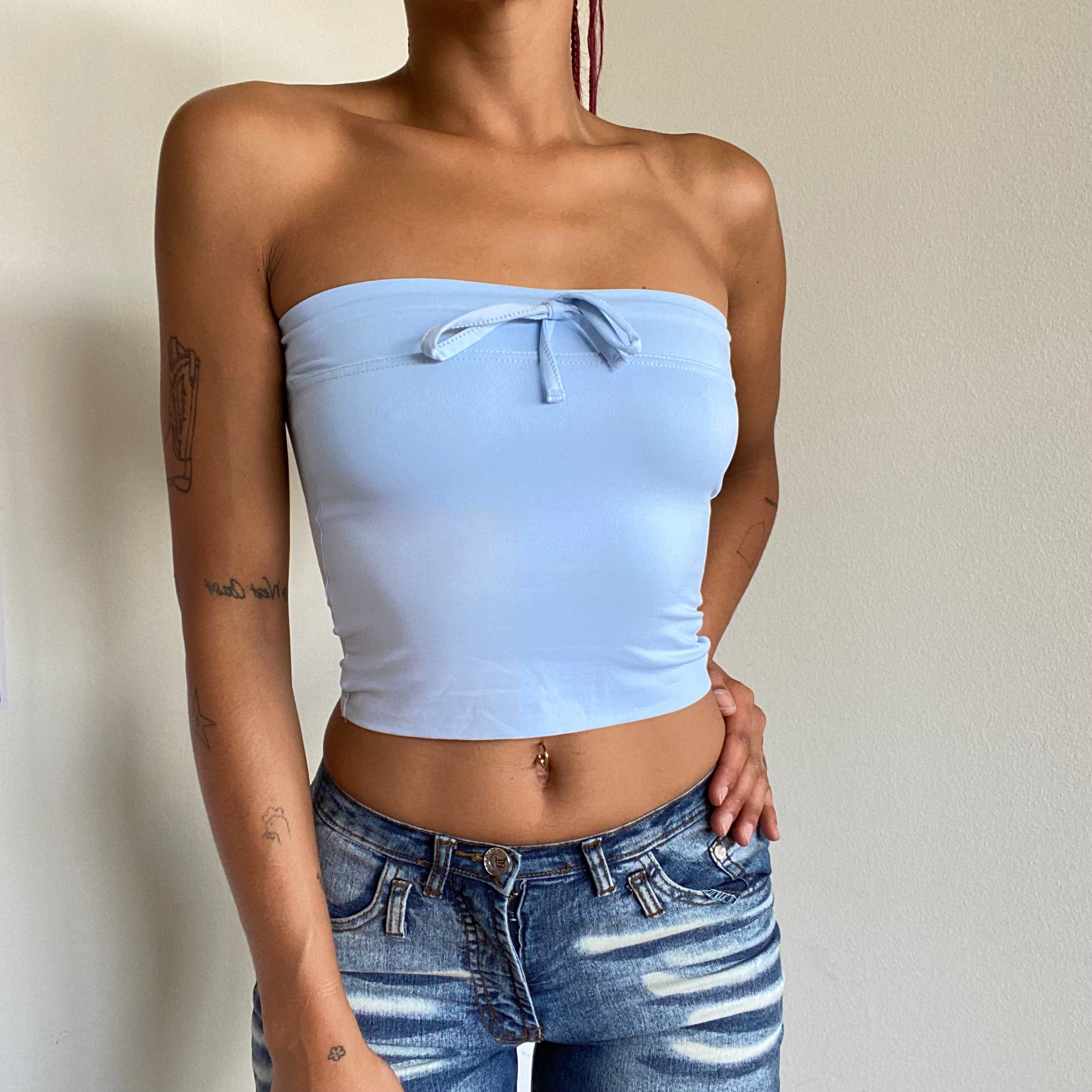 Vintage 90’s Cute Baby Blue Tube Top (XS) Michelle Tamar — free download