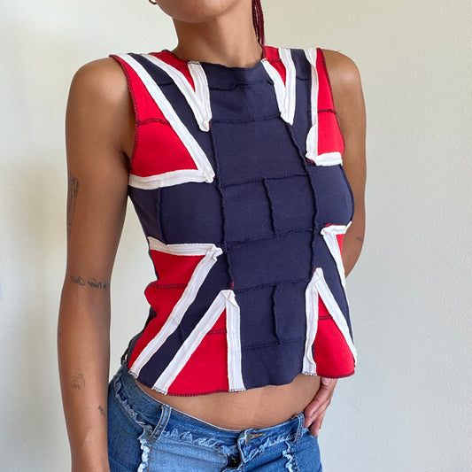 Vintage 90’s Skater UK Flag Patchwork Top (S/M)