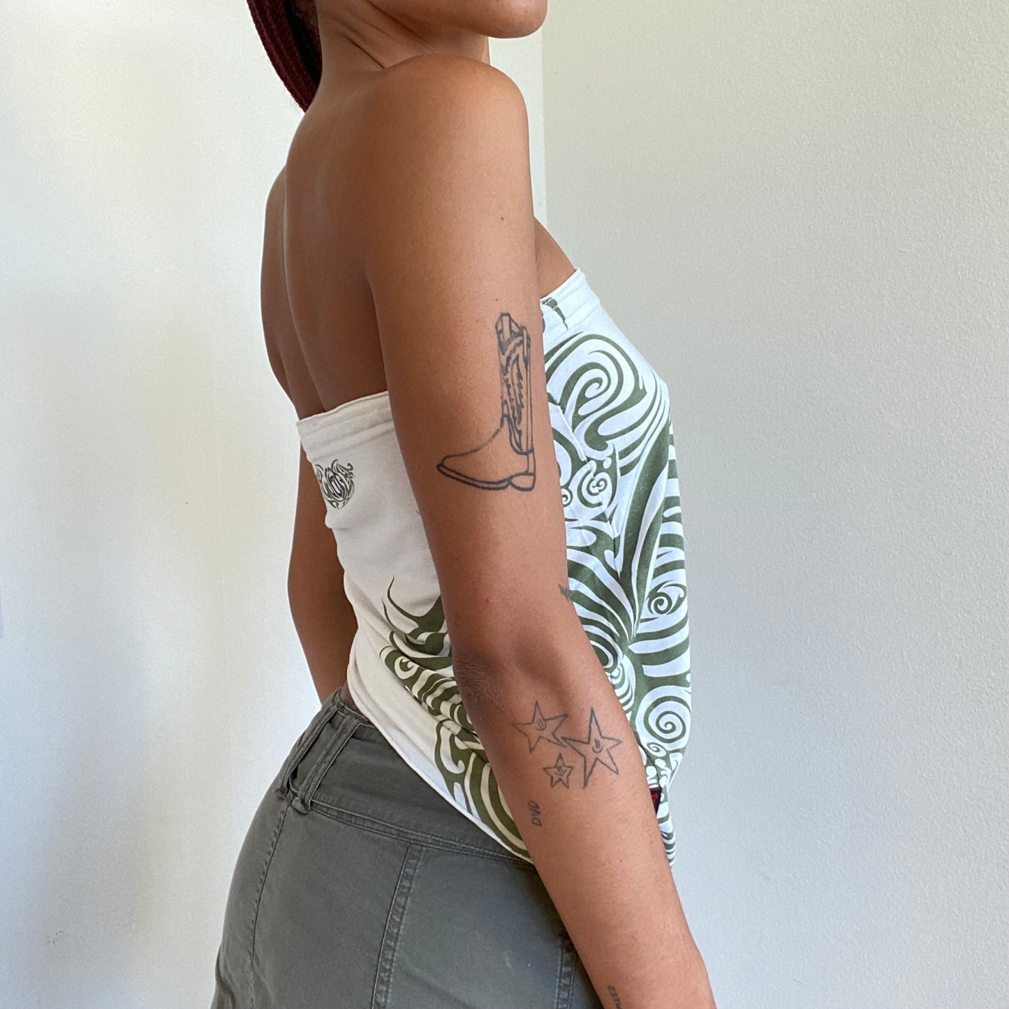 Vintage 90’s Rave Tribal Tube Top / Skirt with Scrunch Detail (M/L)