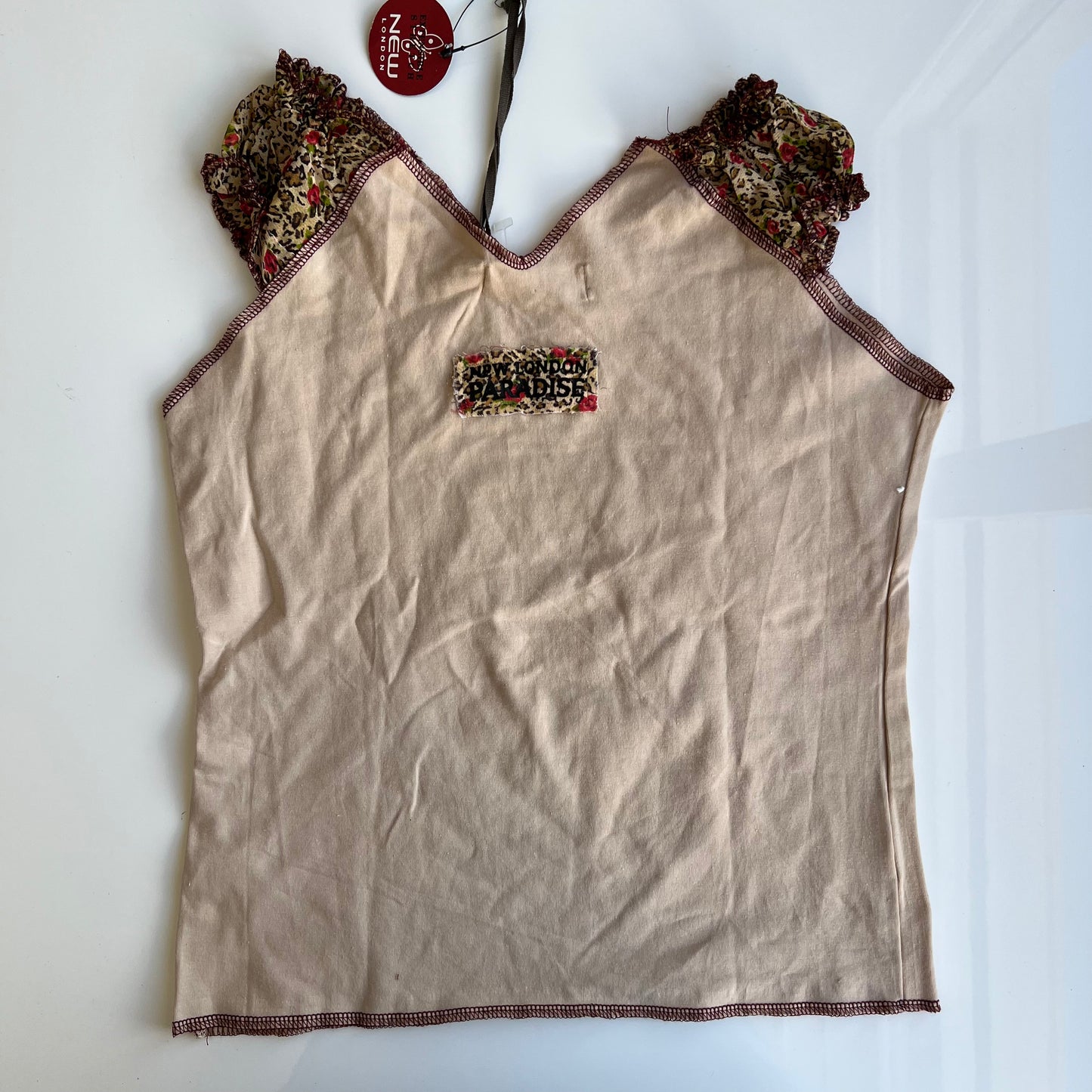 Vintage 90's Indie Hippie Screen Print Beige Top (M)