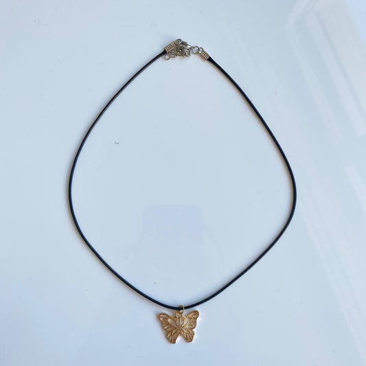 Vintage 90's Whimsigoth Gold Butterfly Pendant Necklace