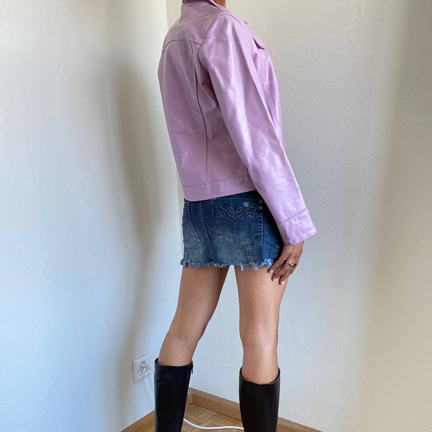 Vintage 90’s Model Off Duty Lilac Leather Jacket (S)