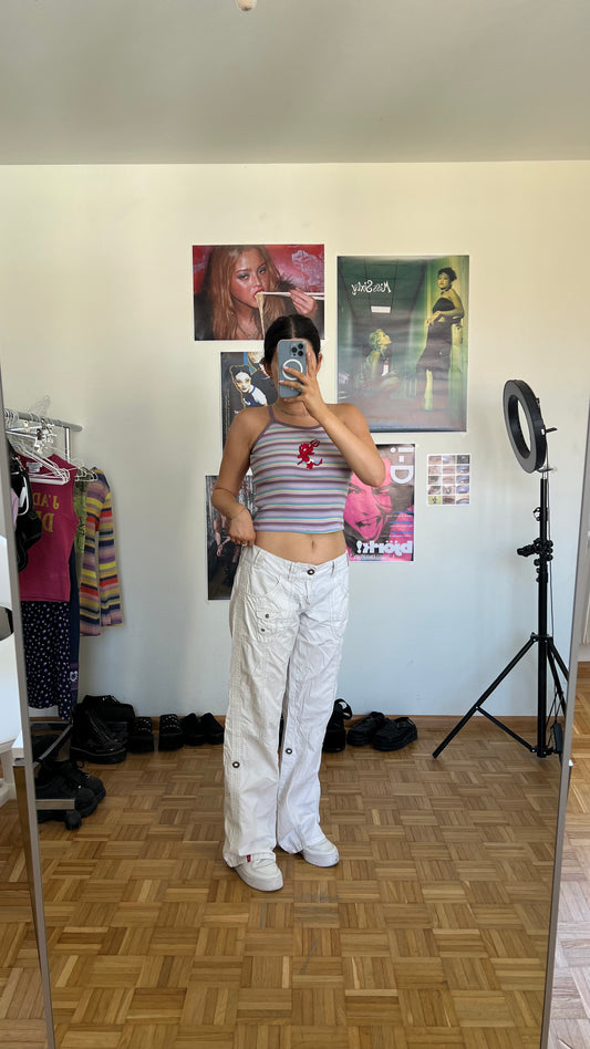 Vintage 90’s White Low Waist Baggy Cargo Pants (M)