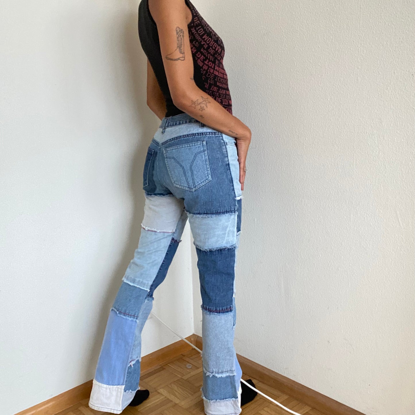 Vintage 90's Archive Miss Sixty Flared Patchwork Jeans (S)
