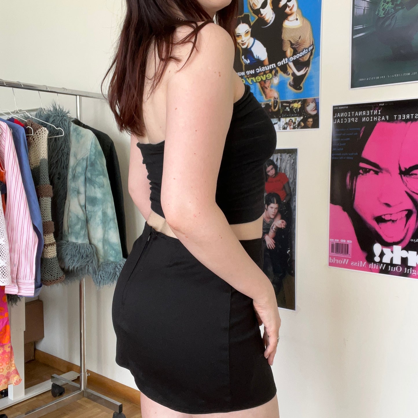 Vintage 90's Rave Goth Mini Skirt with Skull Embroidery (36/38 EU - 8/10 UK - 4/6 US)