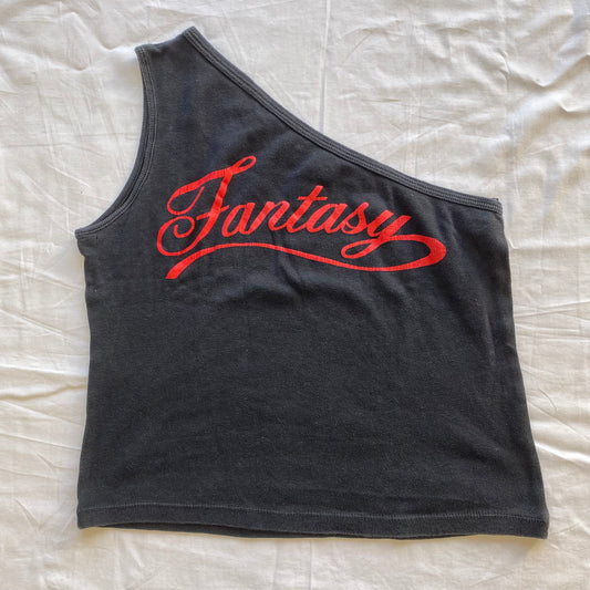 Vintage 90’s Grunge "Fantasy" Black One Shoulder Top (M)