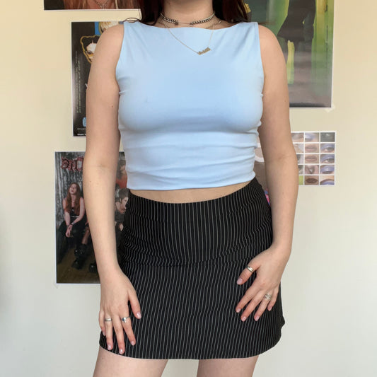 Vintage 90's Rachel Green Pinstripe Mini Skirt (S/M)