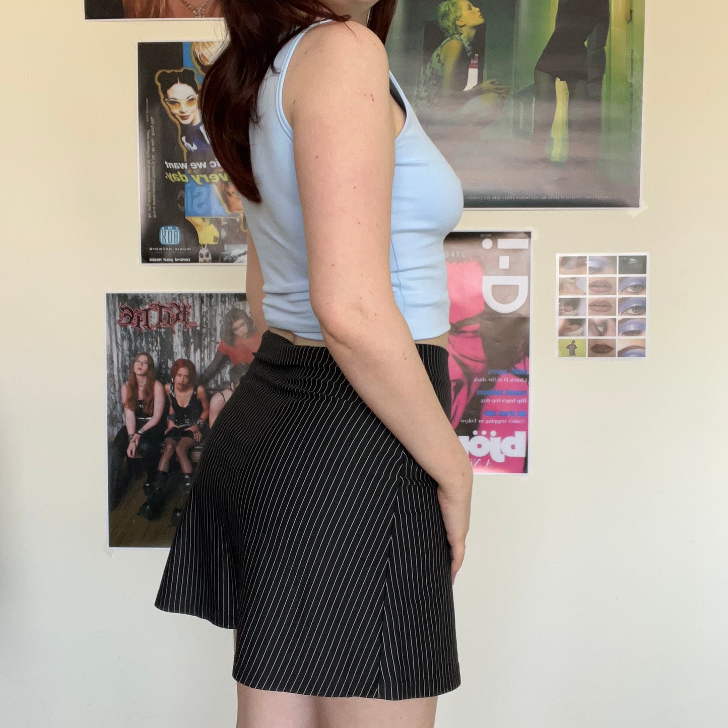 Vintage 90's Rachel Green Pinstripe Mini Skirt (S/M)