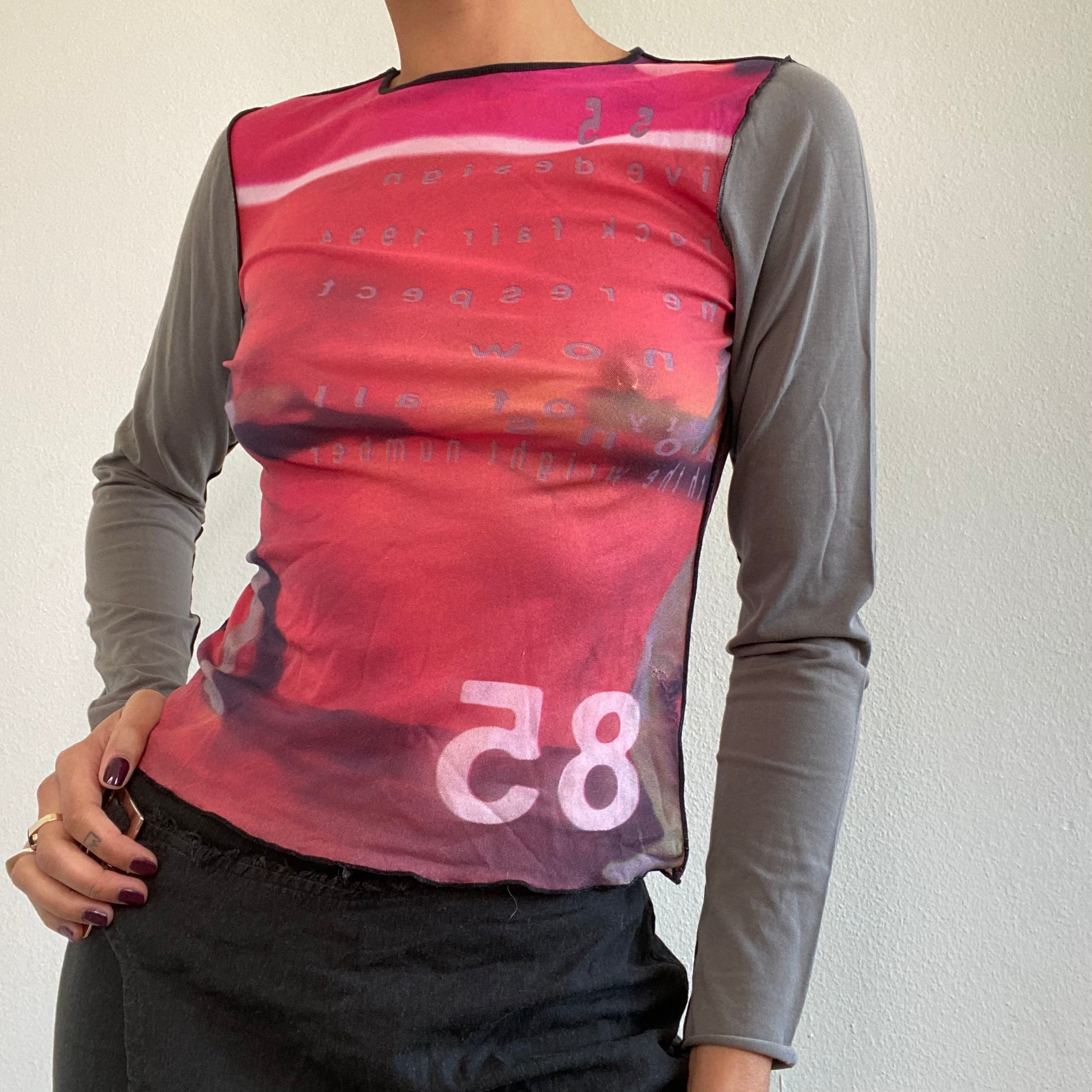 Copine Mesh E Boutique Cop Copine Vintage 90's Archive Cop Copine Mesh  Graphic Print Longsleeve Top