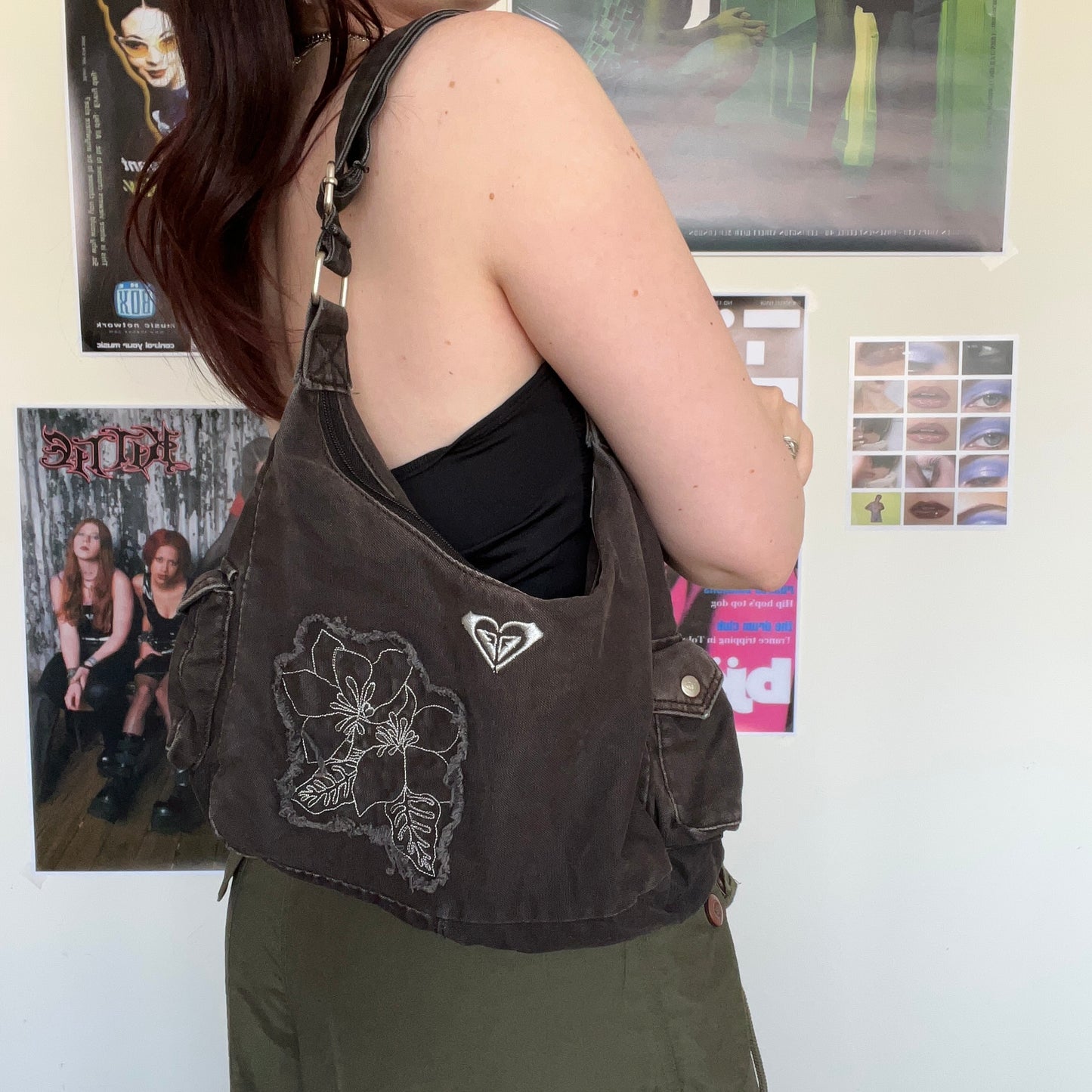 Vintage 90's Skater Sporty Roxy Black Shoulder/Messenger Bag