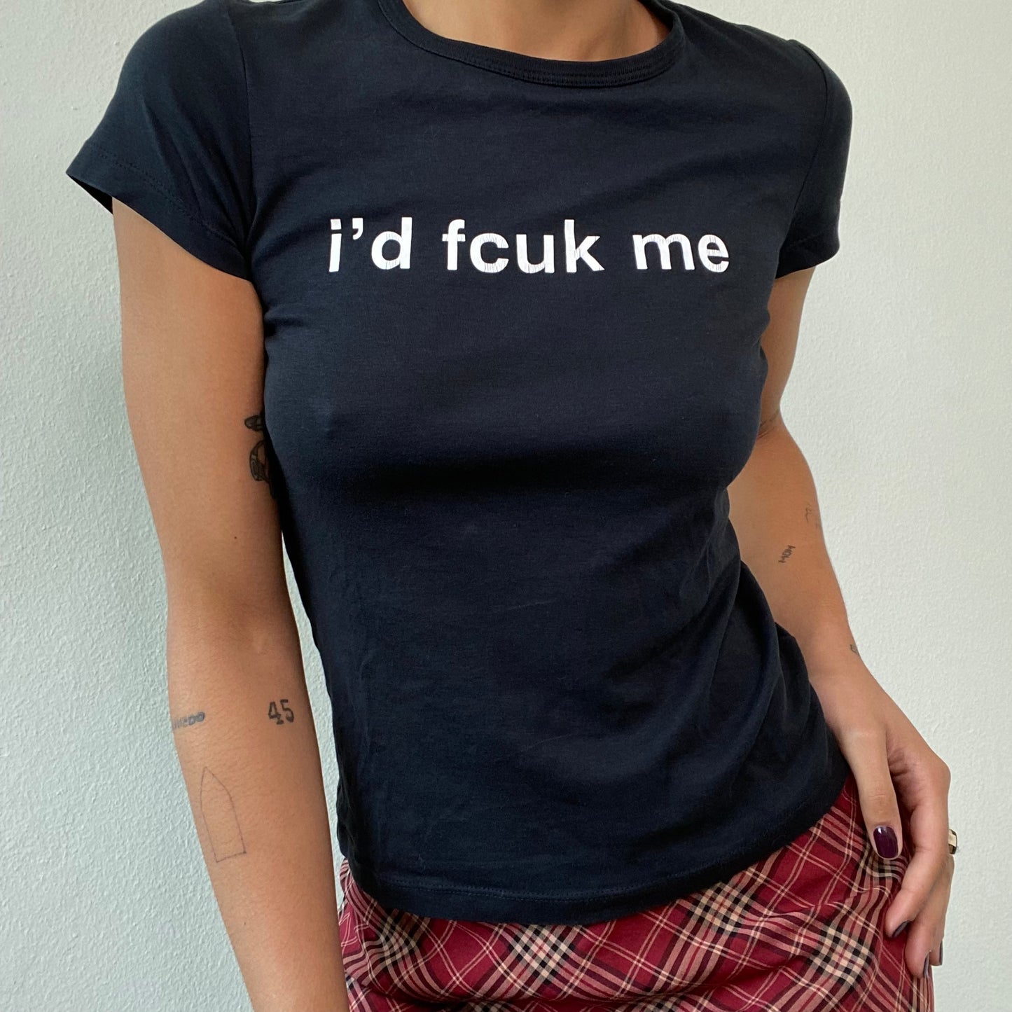 Vintage 90's "I'd Fcuk Me" Black Baby Tee (S)