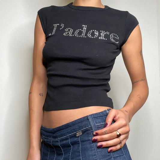 Vintage 90's "J'Adore" Black Baby Tee (S)
