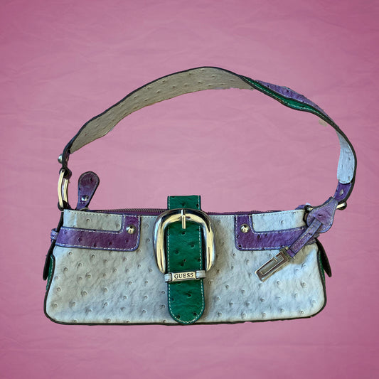 Vintage Y2K Guess Multicolor Leather Baguette Bag