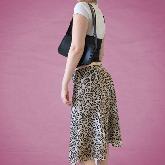 Vintage 90's Cheetah Print Midi Skirt