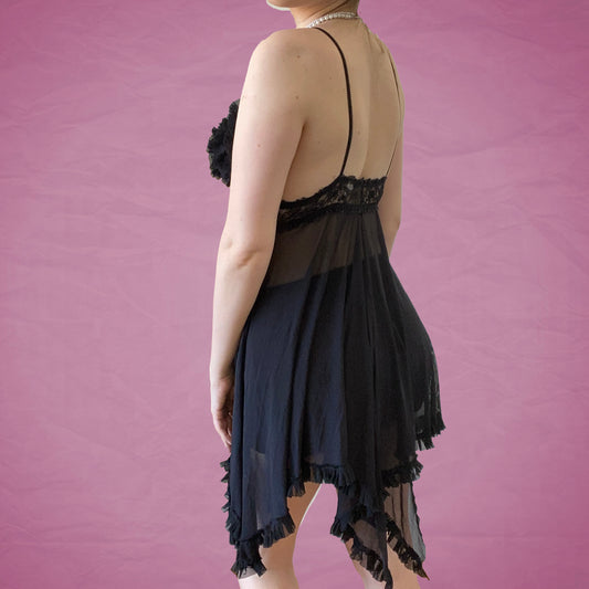 Vintage Y2K Black Sheer Negligeé
