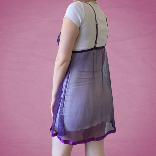 Vintage Y2K Purple Sheer Negligee