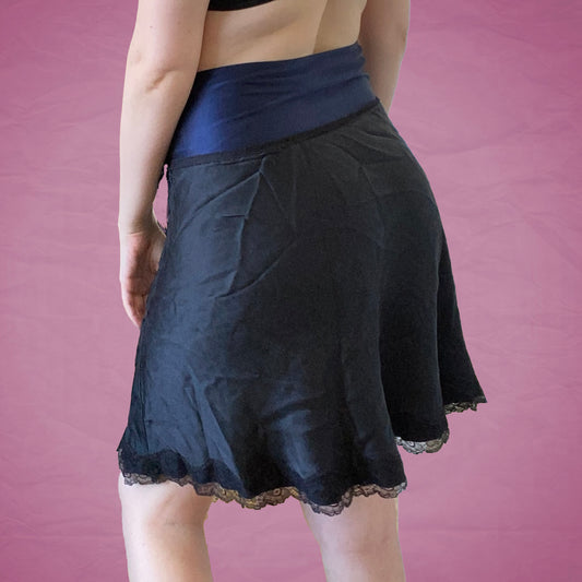 Vintage 90's Kookäi Silky Blue and Navy Midi Skirt