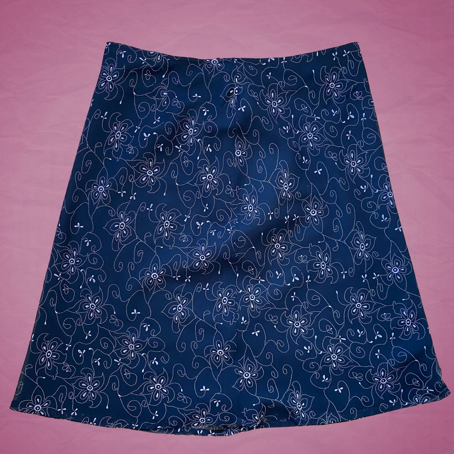 Vintage Y2K Floral Black Midi Skirt