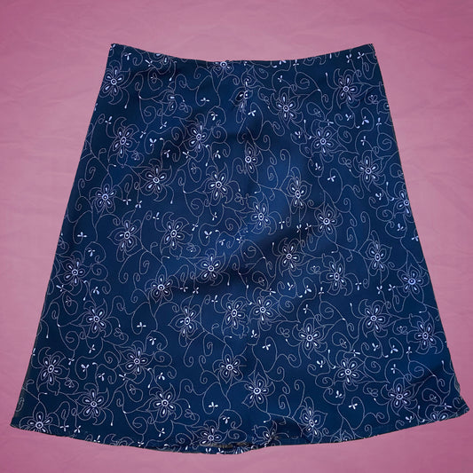 Vintage Y2K Floral Black Midi Skirt