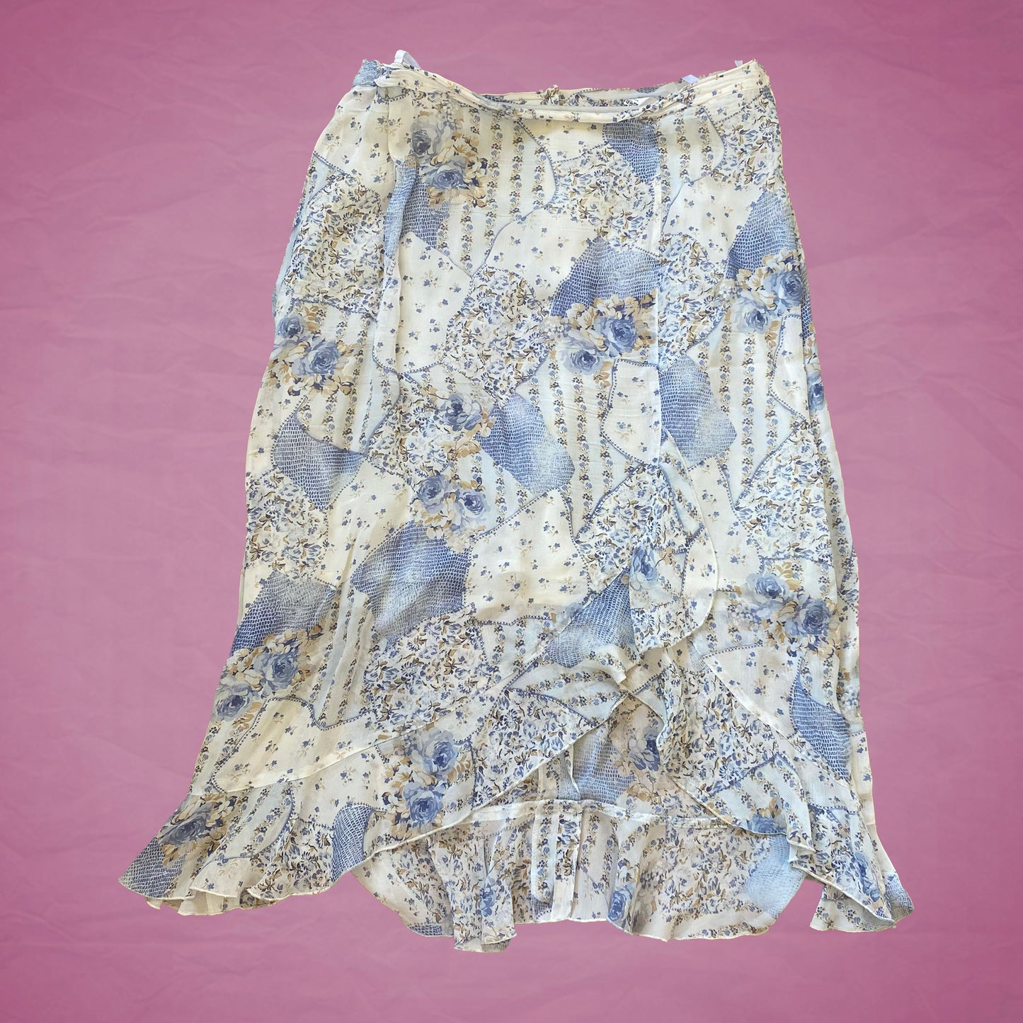 Vintage Y2K Fairy Patchwork Floral Maxi Skirt