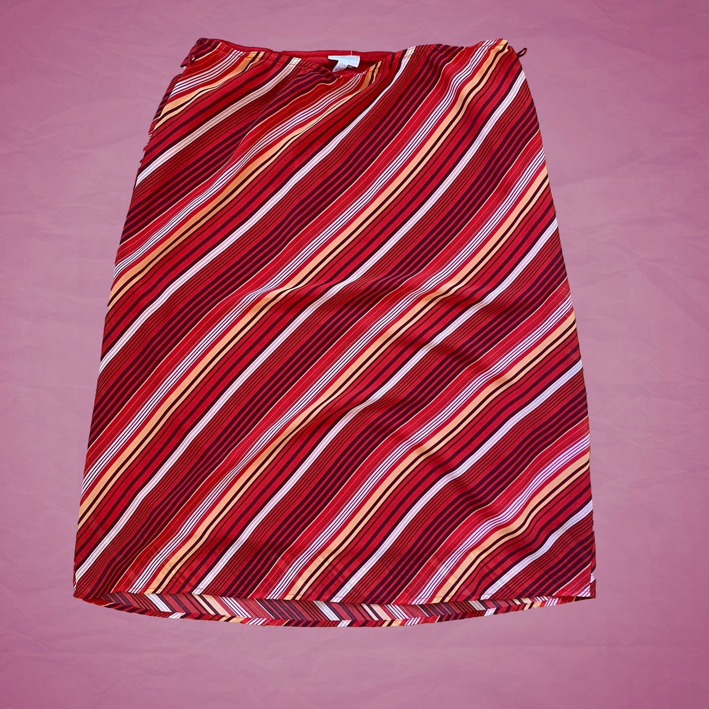 Vintage Y2K Diagonal Stripe Mesh Midi Skirt