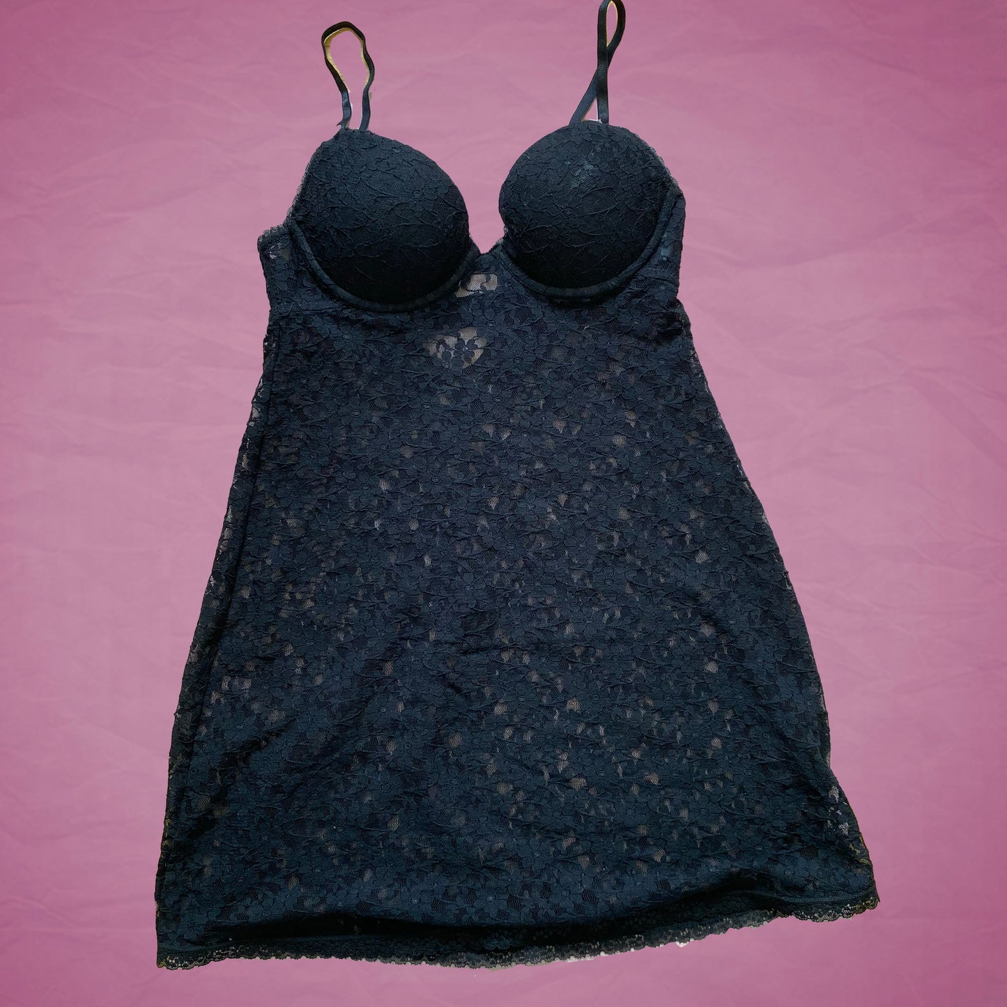 Vintage Y2K Black Lace Negligee Dress