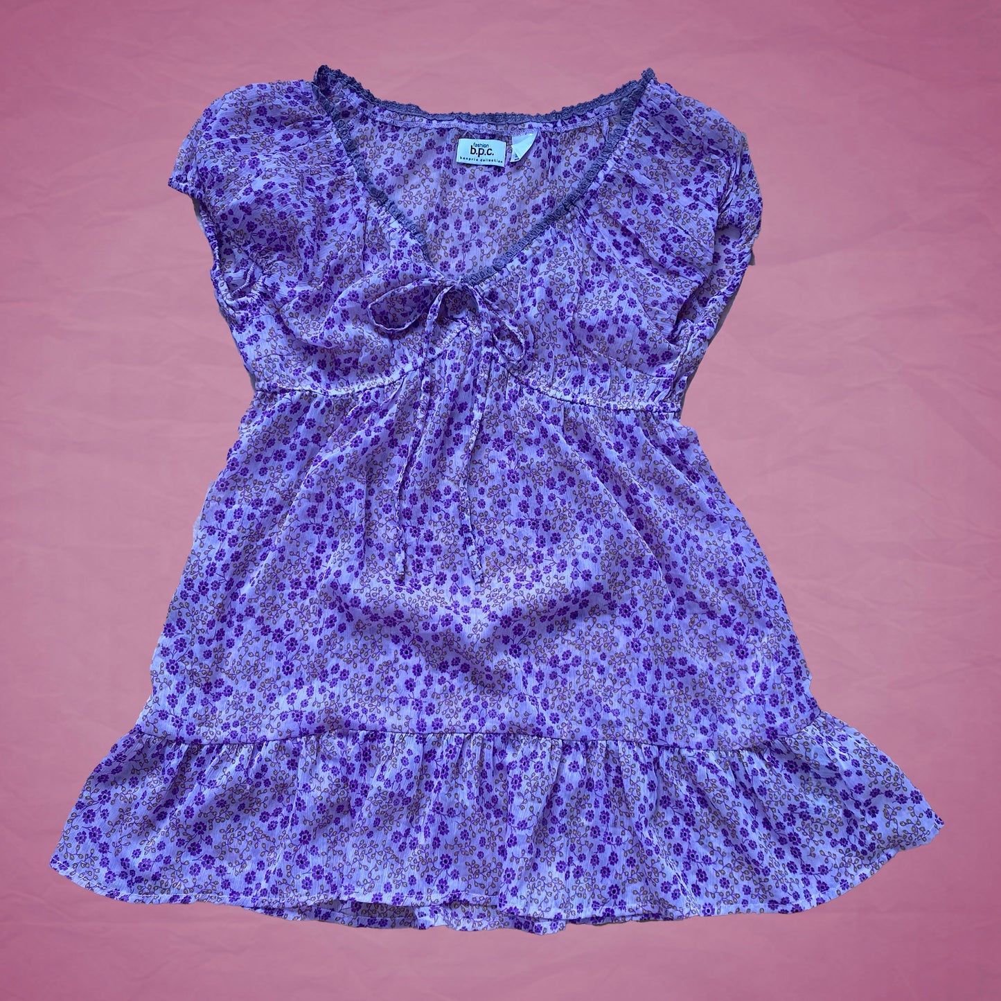 Vintage Y2K Fairy Sheer Floral Mesh Dress