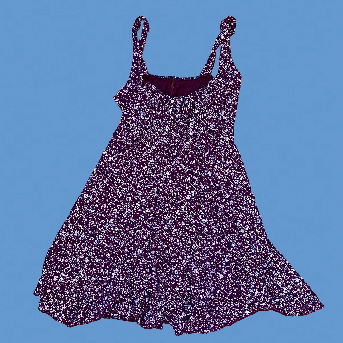 Vintage 90's Burgundy Ditsy Floral Mini Dress