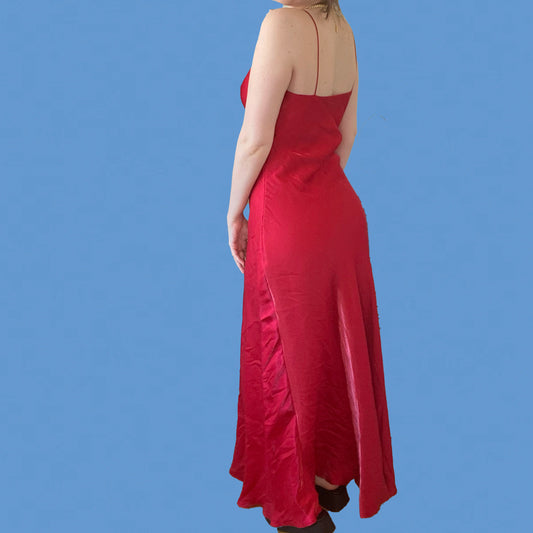 Vintage 90's Red Silky Maxi Dress
