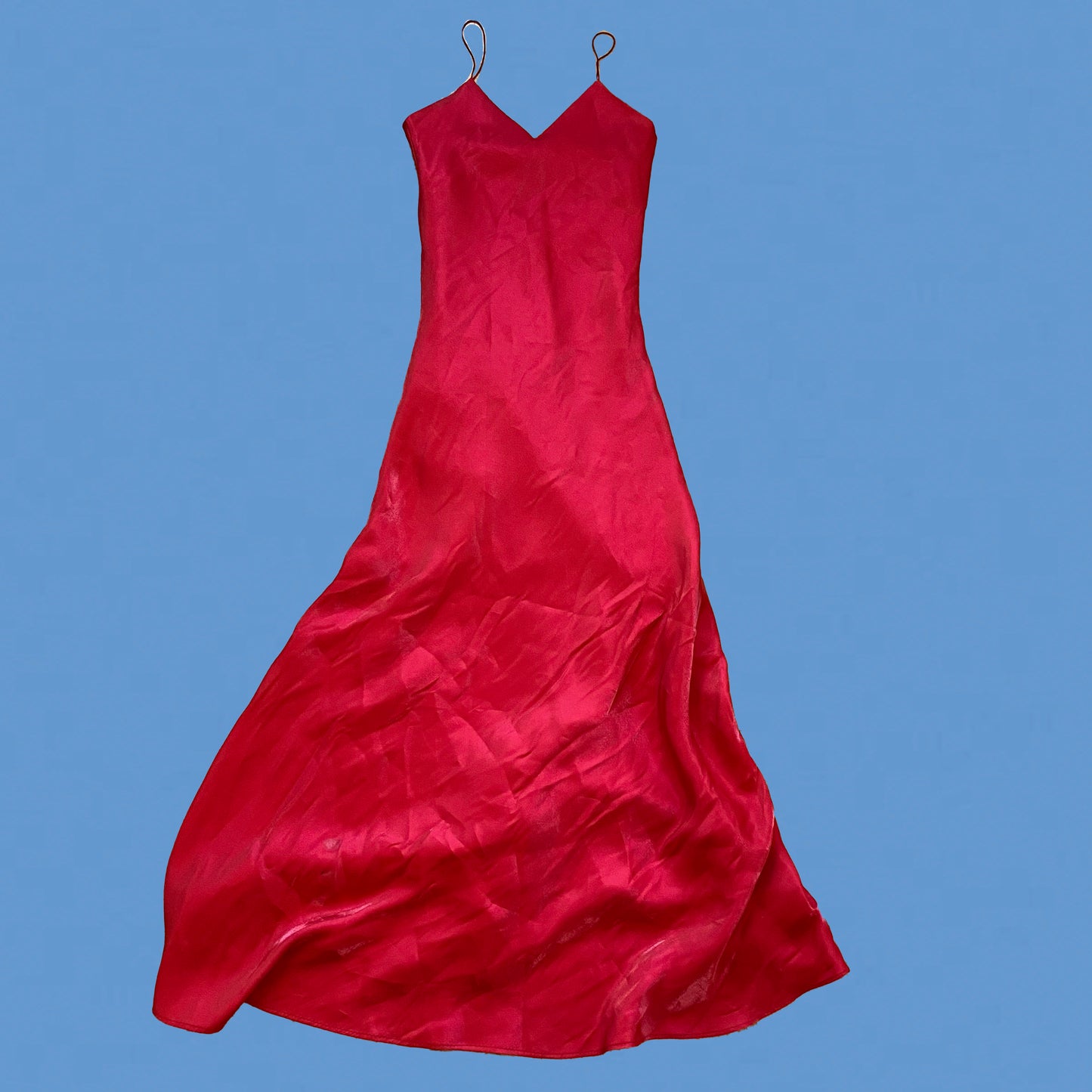 Vintage 90's Red Silky Maxi Dress