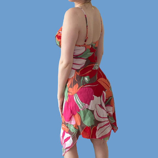 Vintage Y2K Groovy Floral Print Dress