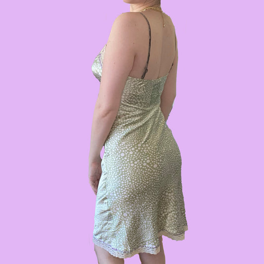 Vintage Y2K Green Silky Slip Dress