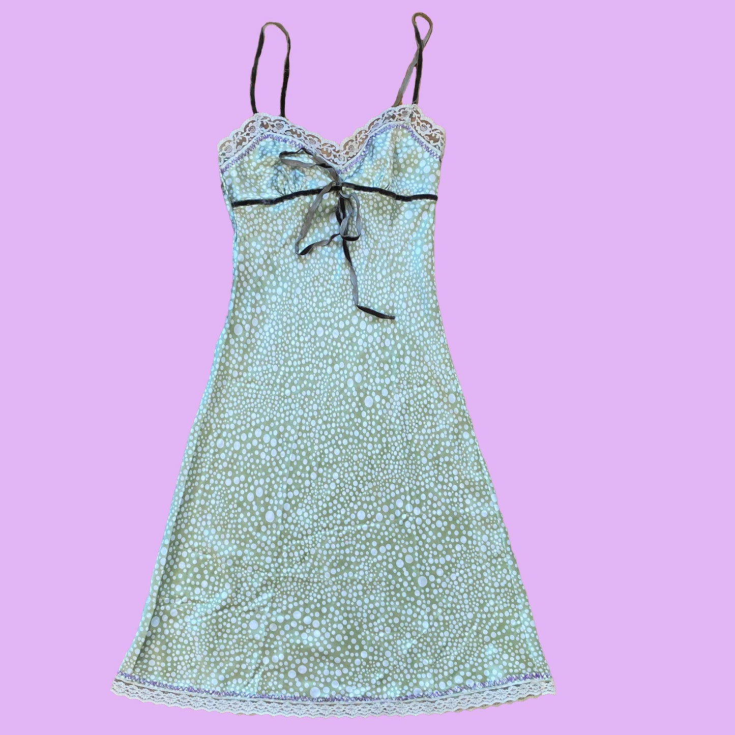 Vintage Y2K Green Silky Slip Dress