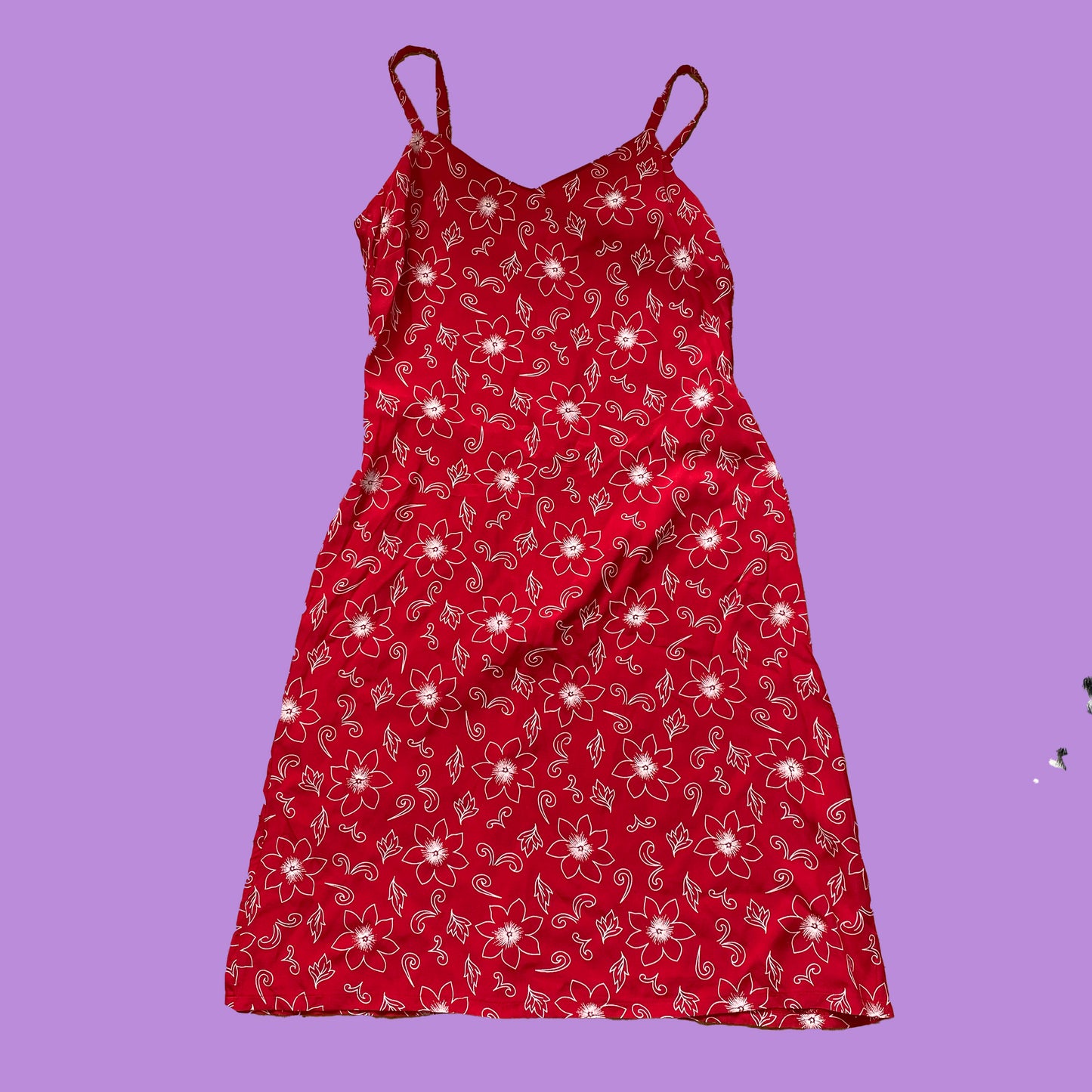 Vintage 90's Red Floral Midi Dress