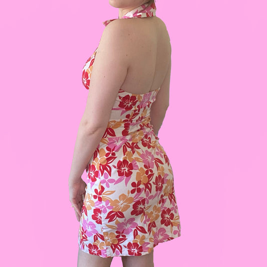 Vintage Y2K Hawaiian Print Dress