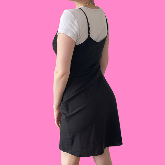 Vintage 90's Black Midi Slip Dress