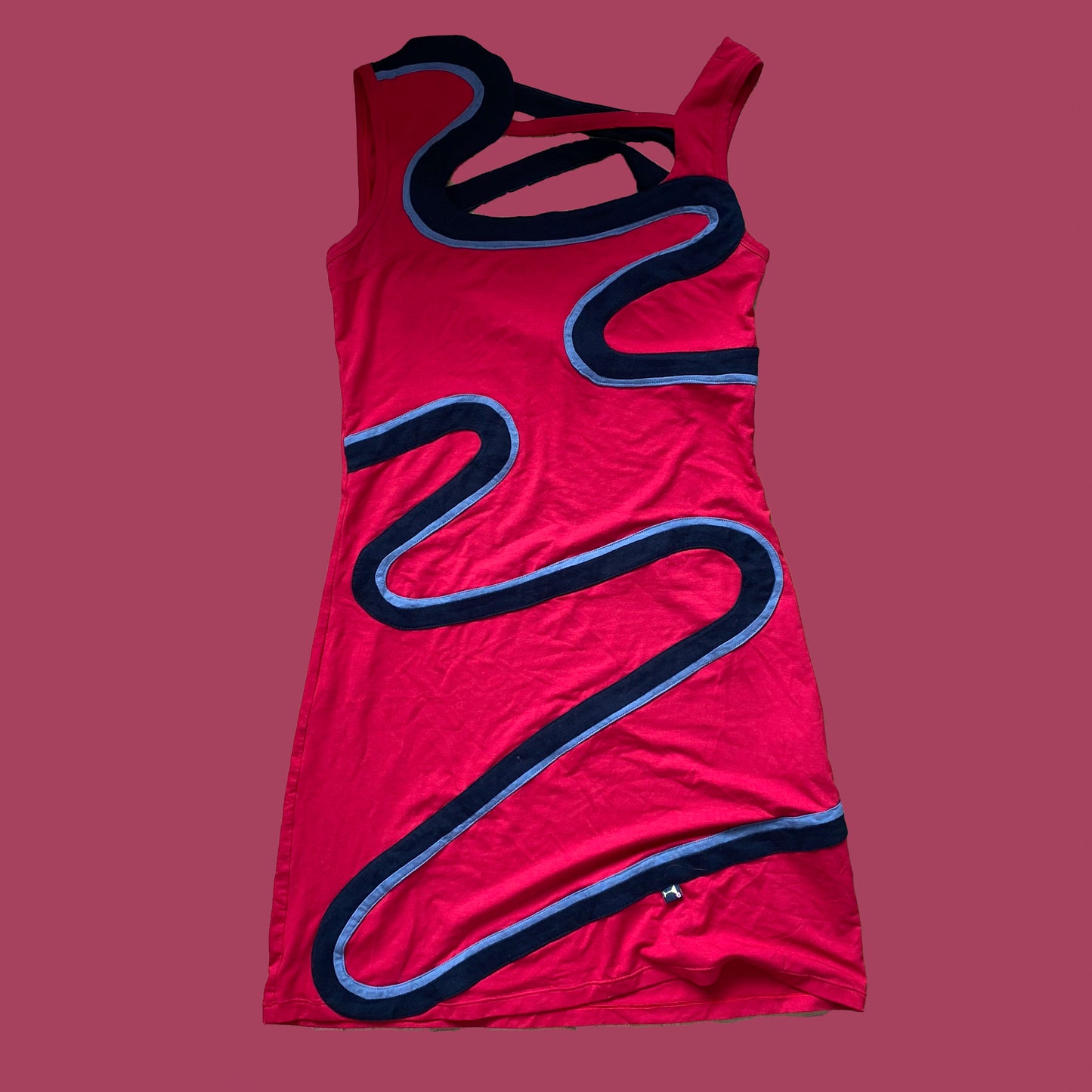 Vintage Y2K Groovy Line Cutout Mini Dress