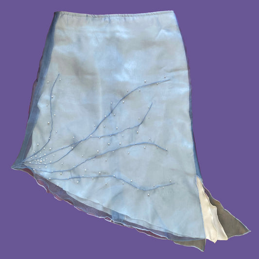 Vintage 90's High Waist Fairy Baby Blue Midi Skirt