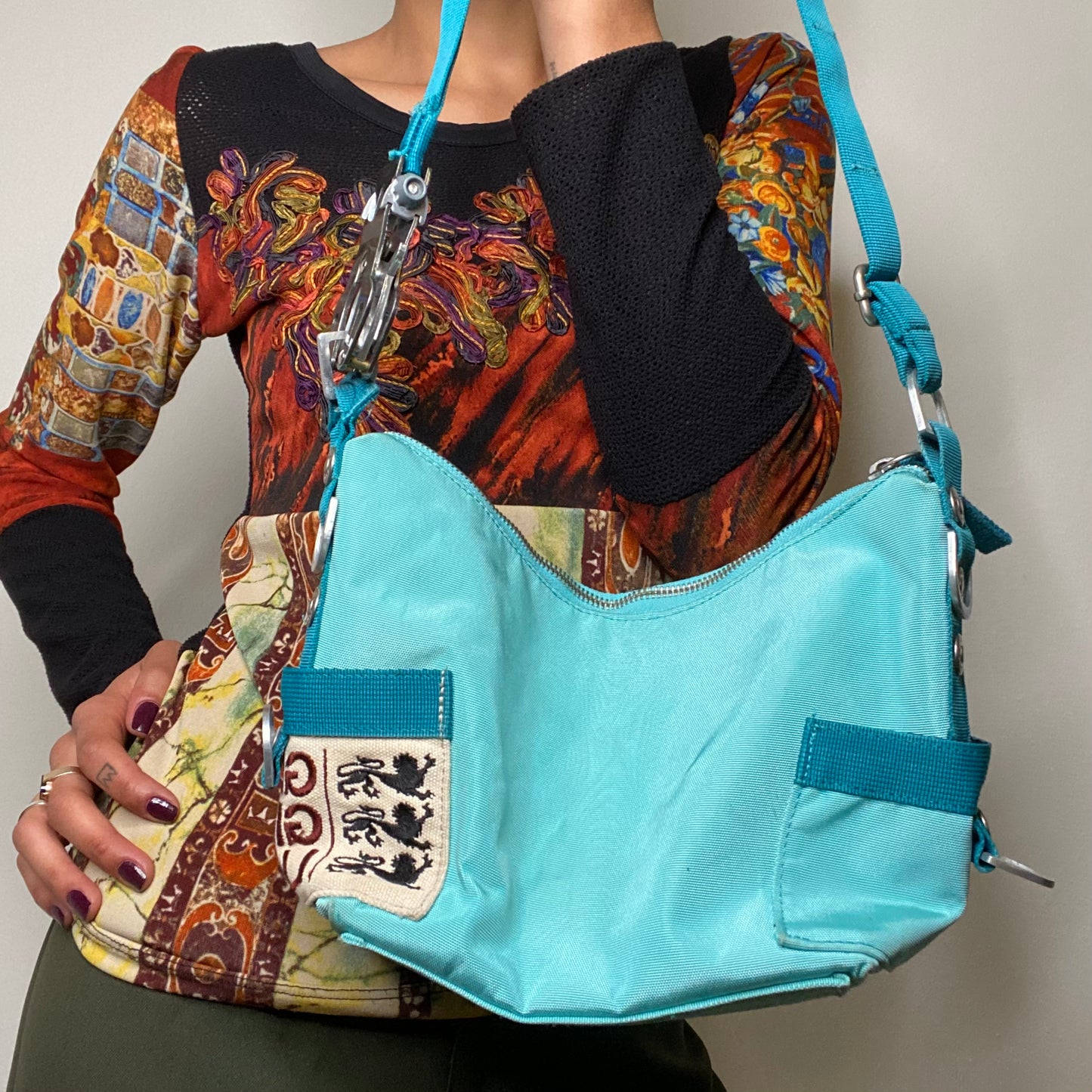 Vintage 90's Cyber George Gina & Lucy Turquoise Shoulder Bag