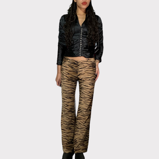 Vintage 2000's Funky Brown Tiger Print Pants (M)