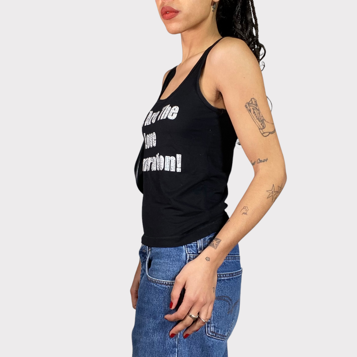Vintage 2000's Skater Black 'We Are The Love Generation' Statement Tank Top (S)