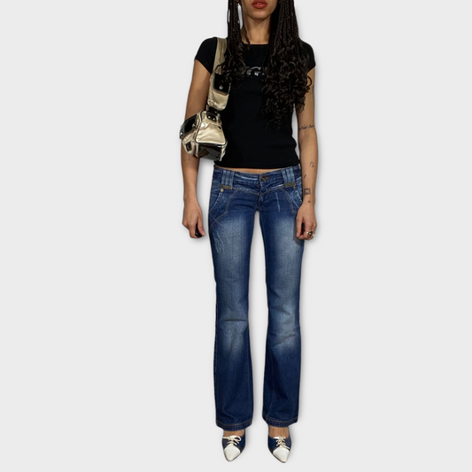 Vintage 90's Model Off Duty Straight Leg Low Rise Jeans (S)