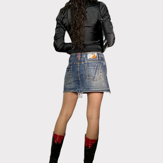 Vintage 90's Downtown Girl Light Wash Denim Mini Skirt (S)