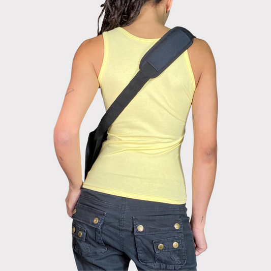 Vintage 2000's Ed Hardy Style Yellow Tank Top with Rhinestones (S)