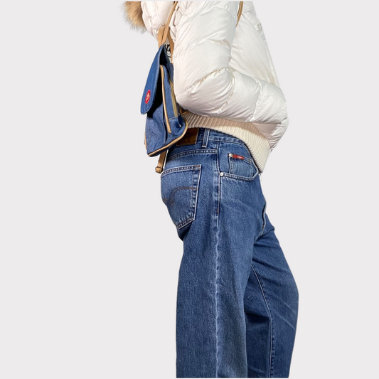 Vintage 90's Miss Sixty Denim and Beige Backpack